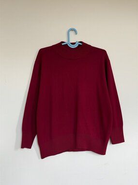 Uniqlo Oversized Mock Neck Sweater Burgundy Red Size L